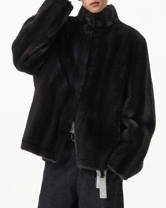 【立領仿水貂毛短外,季節款】254