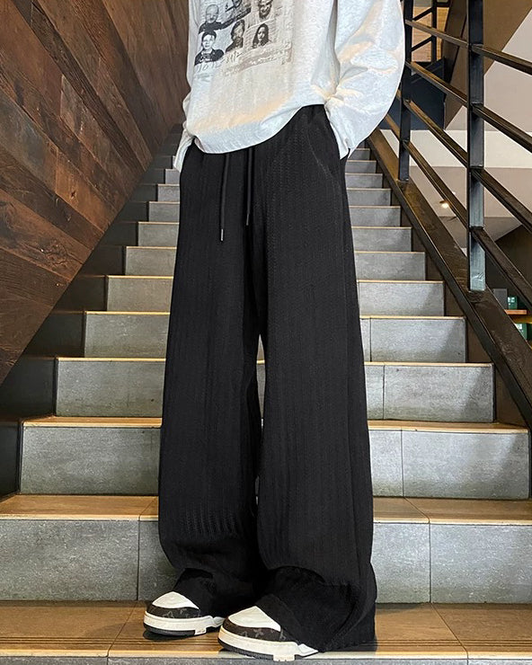 【重磅編織條紋,韓系寬棉褲】232P