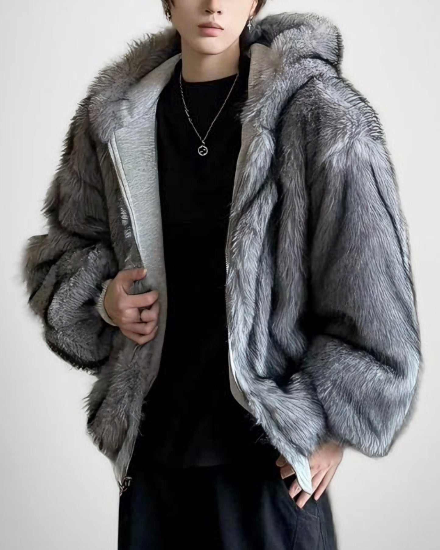 【雙面仿貂毛,重磅連帽夾克】249