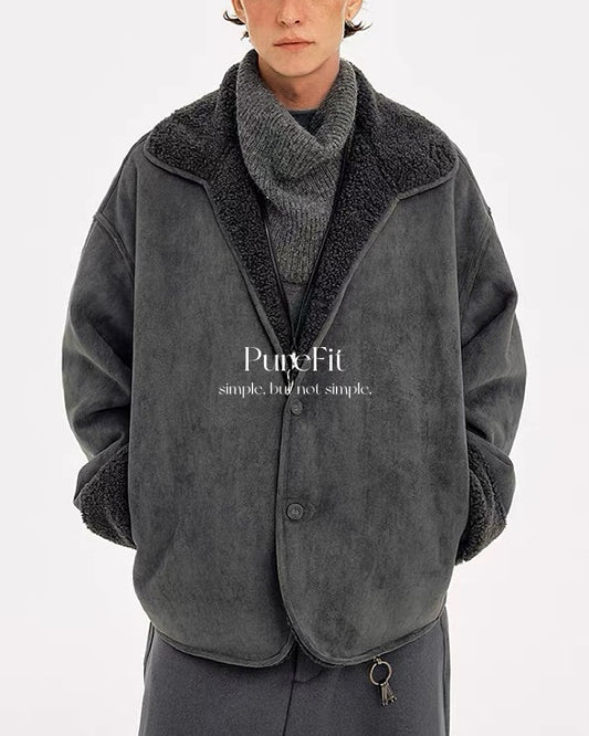 【雙面翻領外套，羊絨百搭款】292