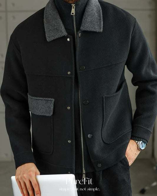 【羊毛拼色外套，經典百搭款】287