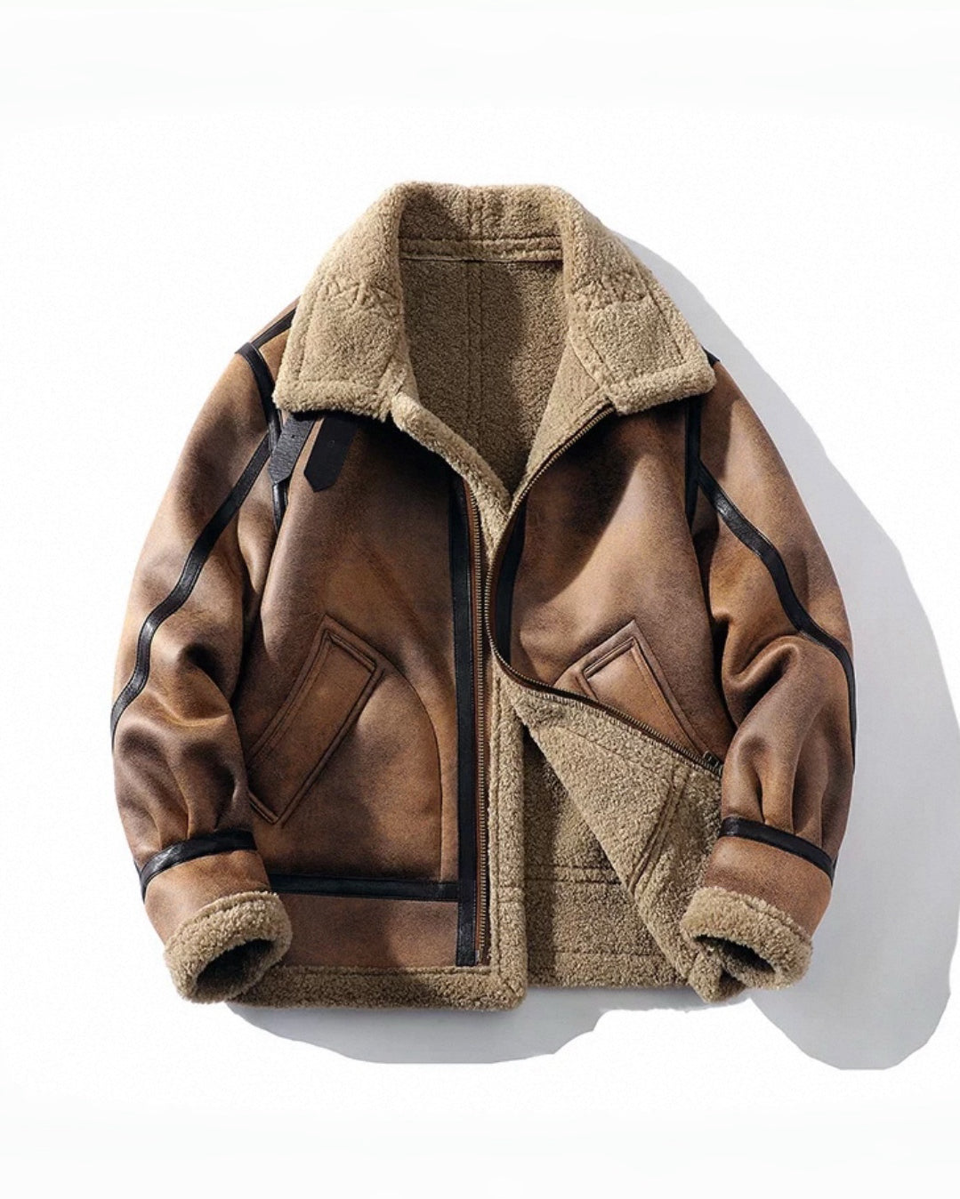 【羊羔毛拼色短夾，美系冬款】248