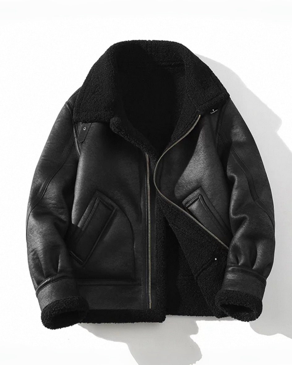 【羊羔毛拼色短夾，美系冬款】248