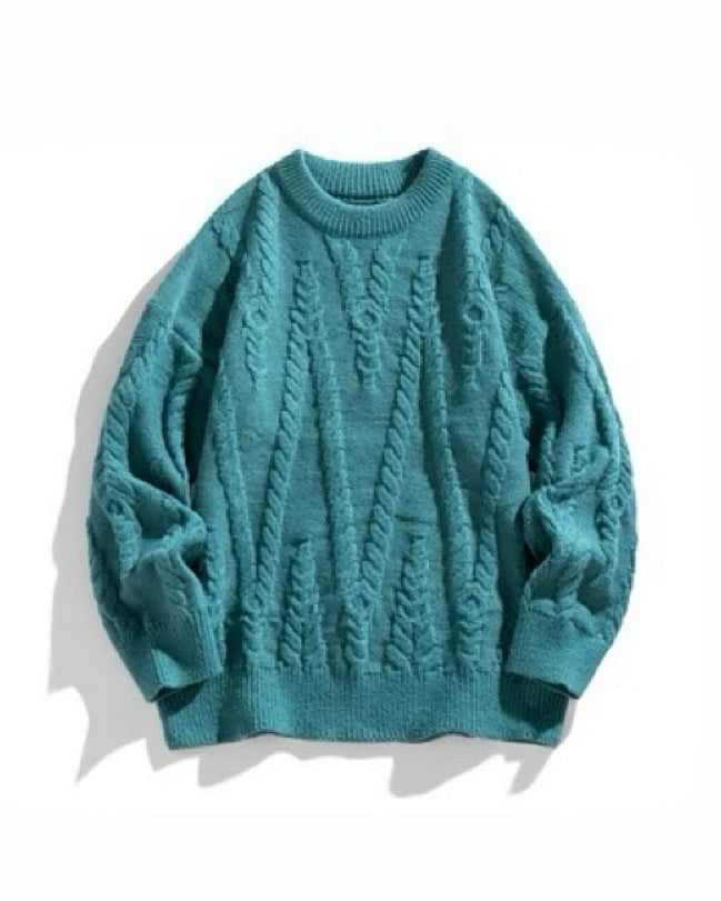 【麻花圓領毛衣，冬季復古款】226