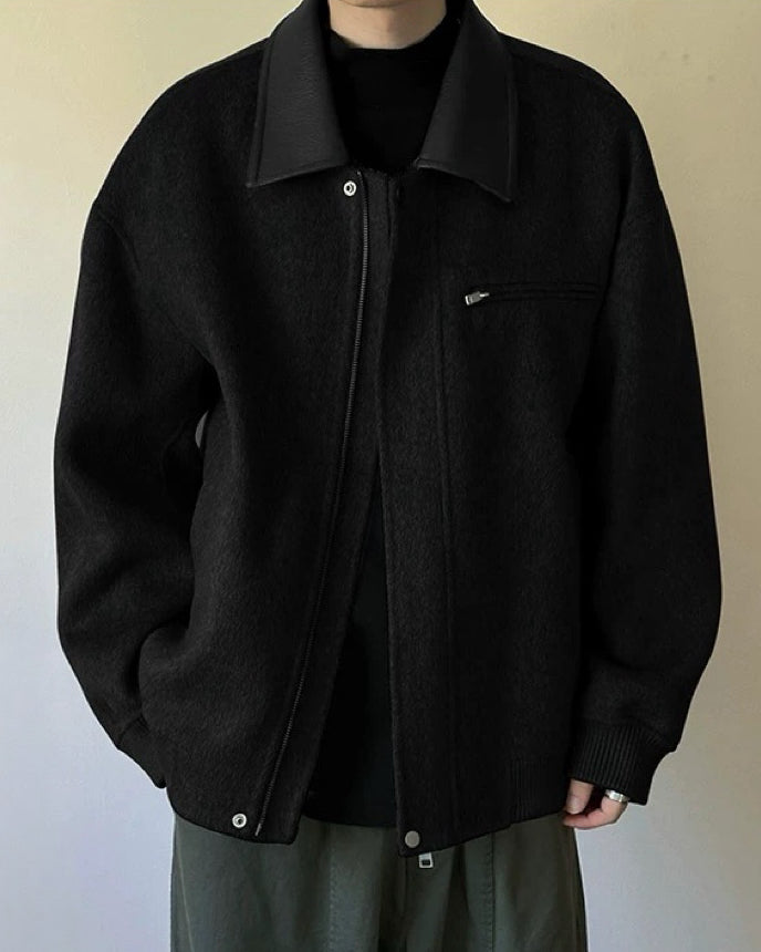 【撞色羊毛外套，韓系秋冬款】245