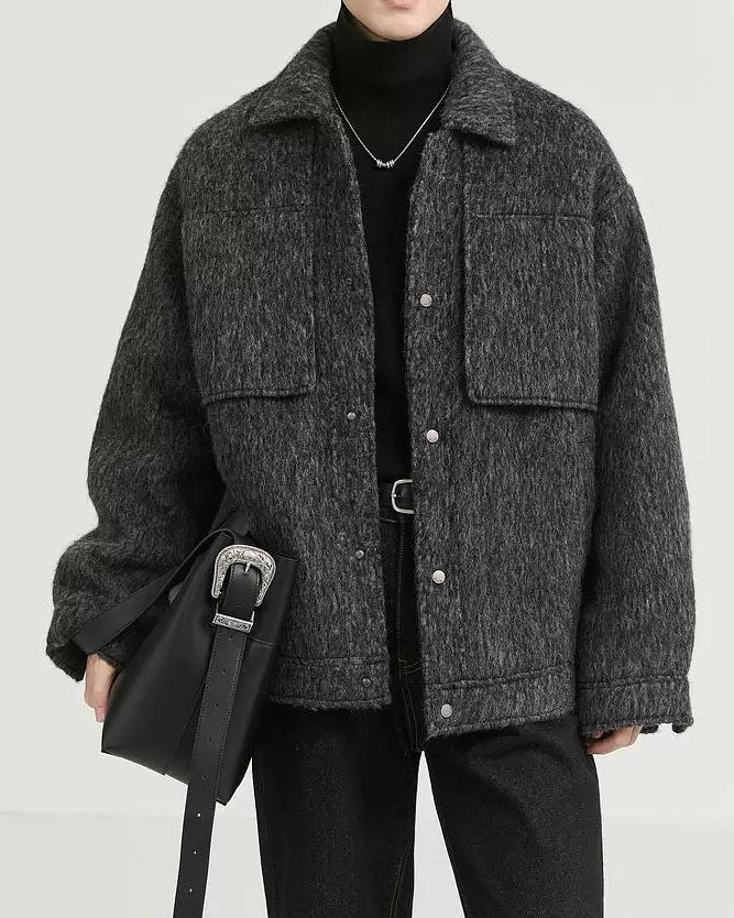 【拼接厚磅夾克，韓系復古款】240