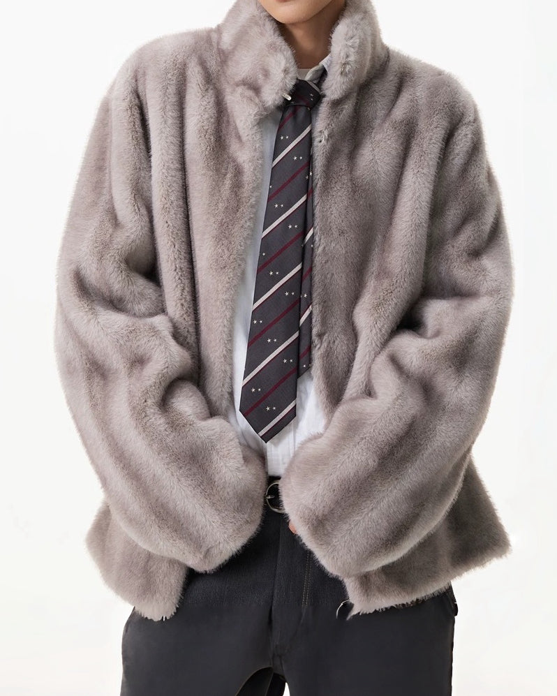 【立領仿水貂毛短外，季節款】254