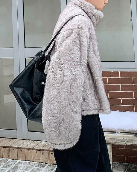 【立領毛絨短夾，韓系冬季款】252