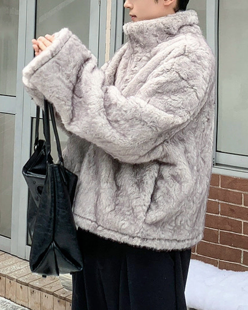 【立領毛絨短夾，韓系冬季款】252