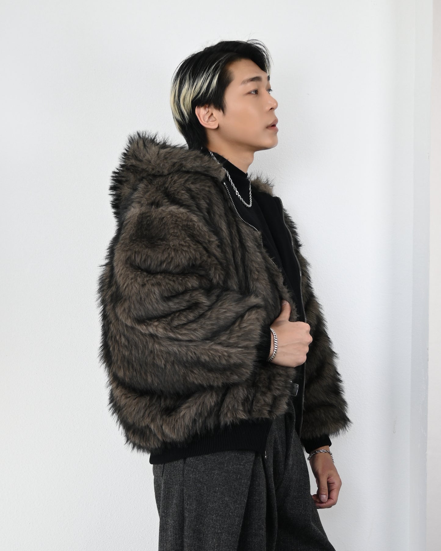 【雙面仿貂毛，重磅連帽夾克】249
