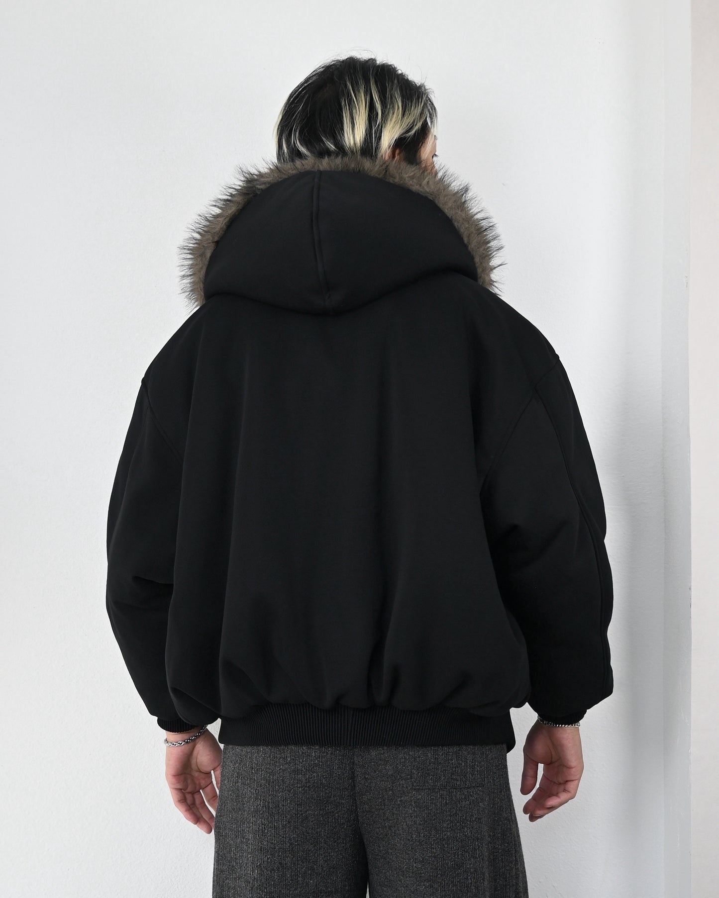【雙面仿貂毛，重磅連帽夾克】249