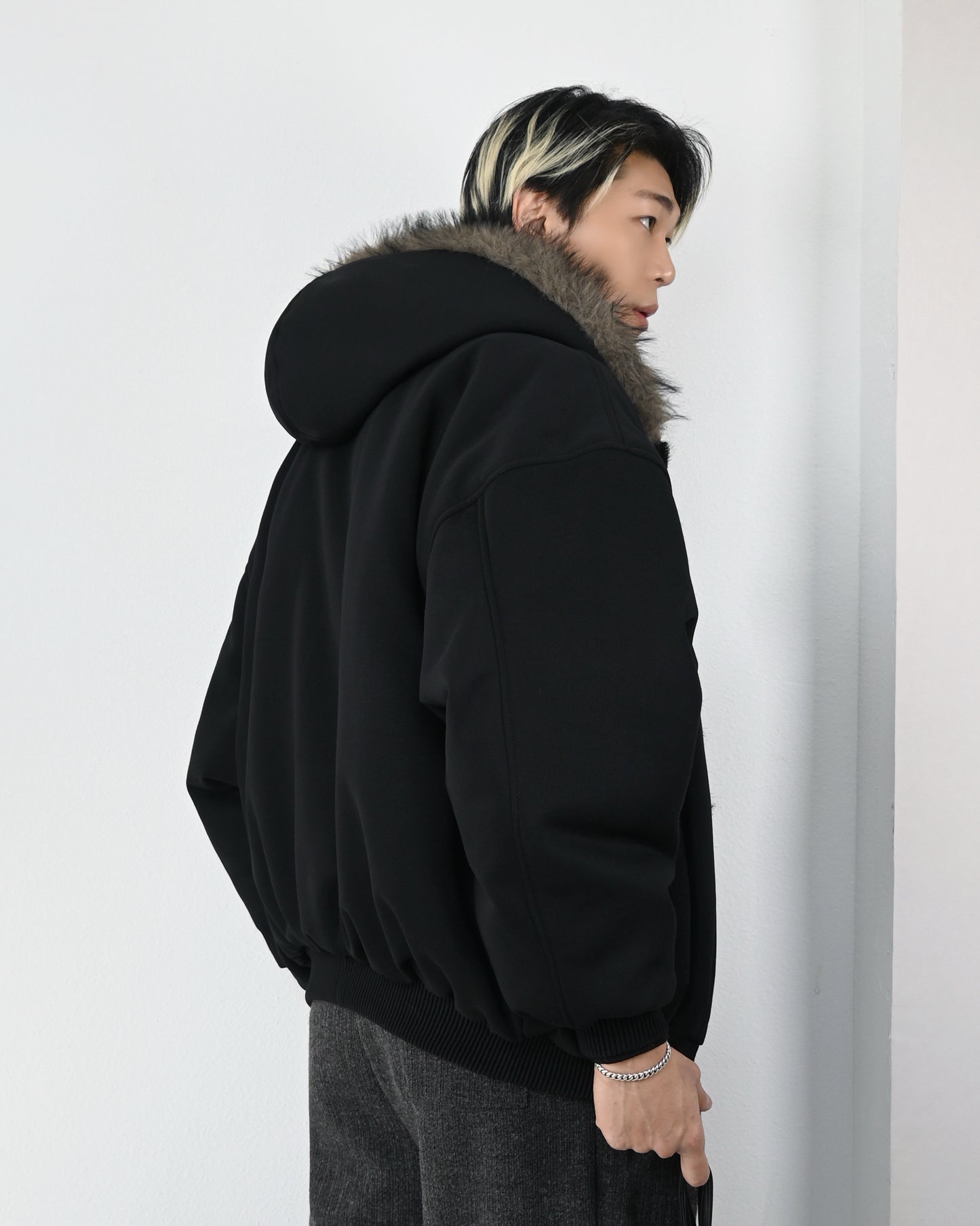 【雙面仿貂毛，重磅連帽夾克】249