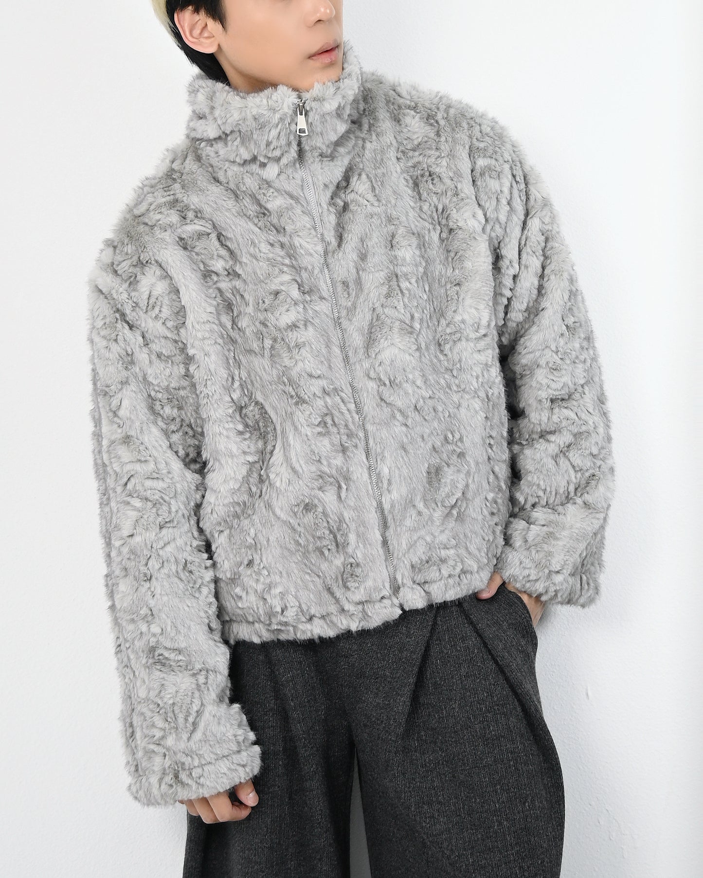 【立領毛絨短夾，韓系冬季款】252