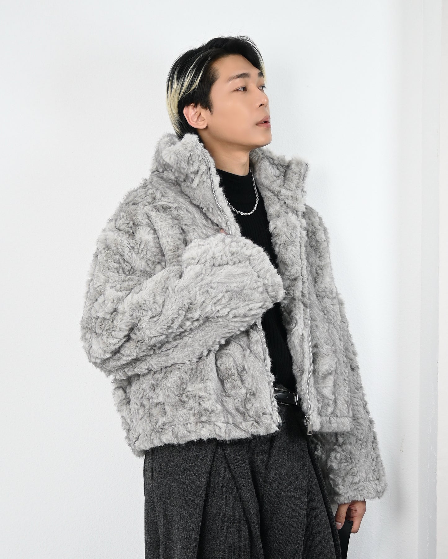 【立領毛絨短夾，韓系冬季款】252