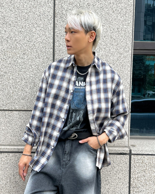 【韓版美系街頭風，格紋襯衫】【預購】207