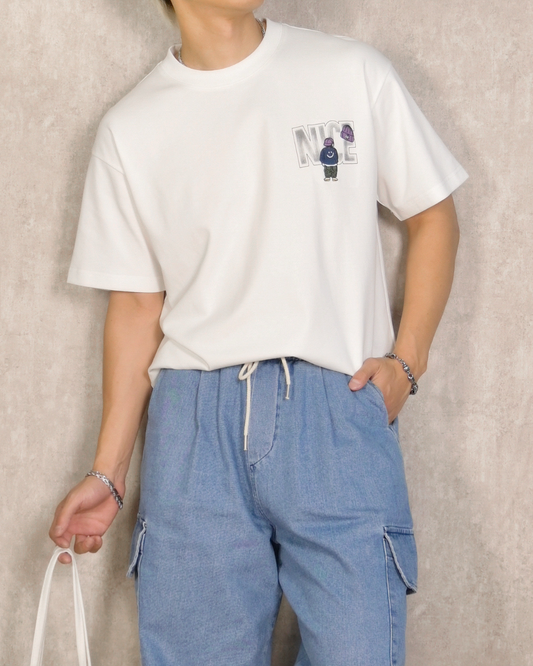 【人物立體刺繡，百搭款棉T】105